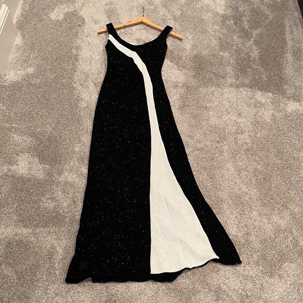 Elegant Black and White Evening Dress